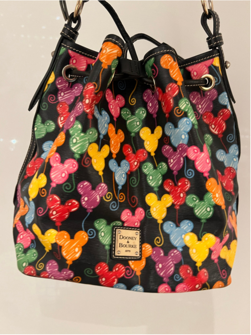 Dooney & Bourke Disney Parks 10th Anniversary Mickey Mouse Balloons Bucket Bag